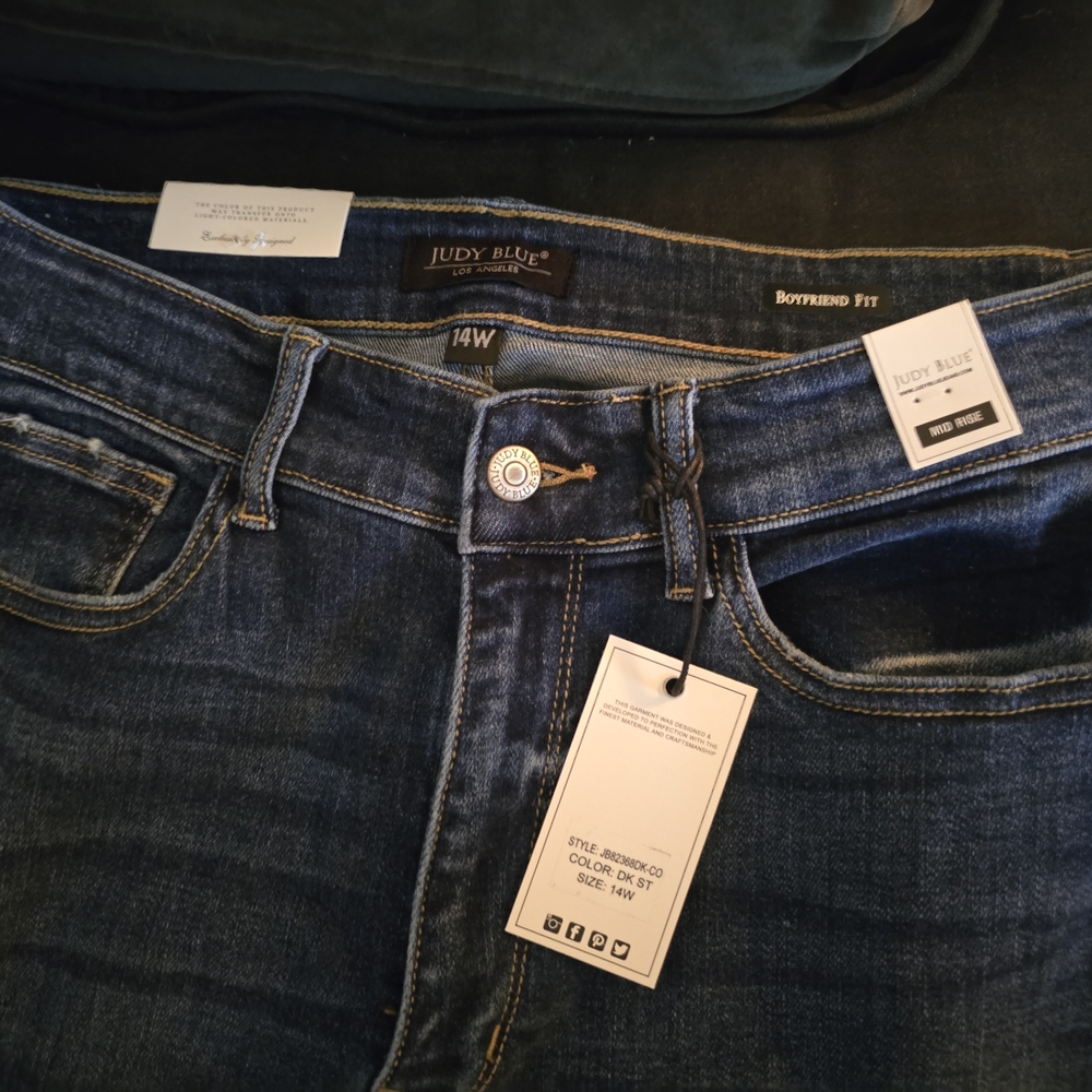 Judy Blue Women's Boyfriend Blue Jeans, Dark Blue